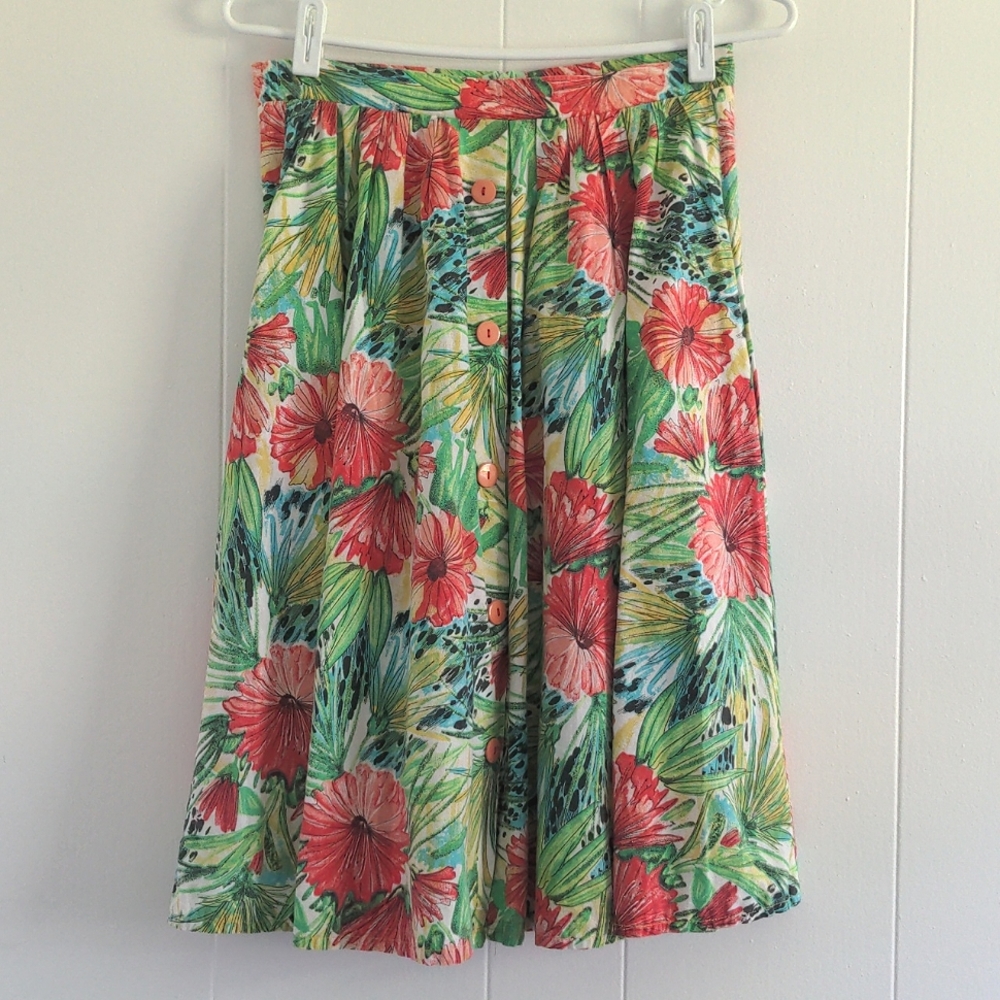 Vintage Midi floral tropical skirt size 6